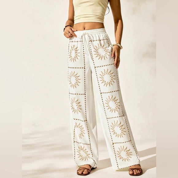 By Design Pants - Boho Celestial Sun Print Pants
